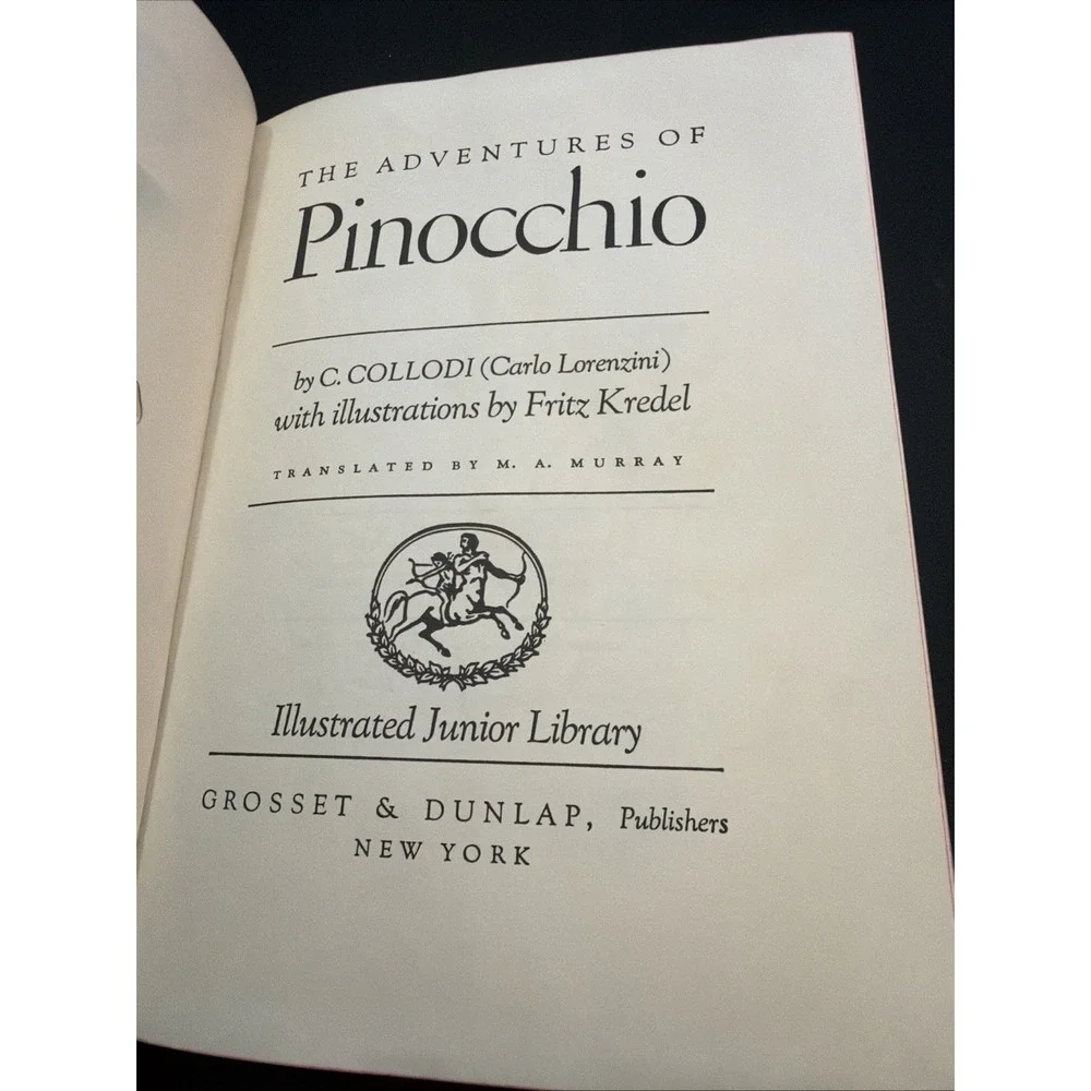 Adventures of Pinocchio Carlo Collodi Illustrated Junior Library Edition 1980